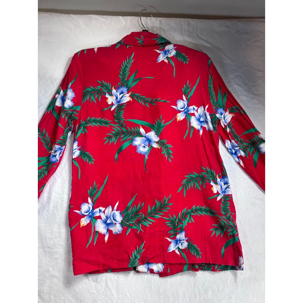 So What! of California Vintage Tropical Floral Blazer Red Rayon USA Small - Picture 6 of 10